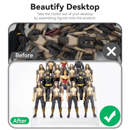 6 inch Acrylic Riser Display Shelf,Clear Action Figures Stands With PEG,4 Tier Toy Collectibles Organizer Compatible with 1/12 Scale Action Figure Toy (Fit For 6 inch Figure Toy-Clear) - color: Fit For 6 inch Figure Toy-Clear