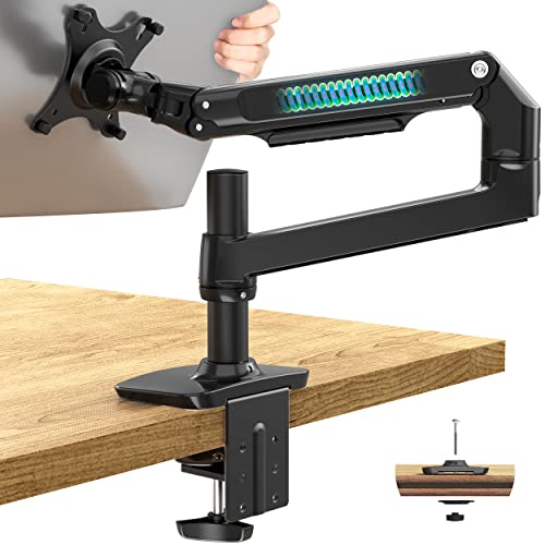 Ergounion Single Monitor Arm Desk Mount, Holds Screens up to 40 Inches and 25 lbs, Fully Adjustable Vesa Monitor Mount with C-Clamp and Grommet Base, Aluminum, Black - color: Black, size: Single