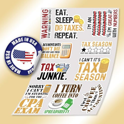 10pcs Accountant Sticker Sheet, Cute Vinyl Decals for CPAS, Bookkeepers, and Accounting Students, Waterproof, UV-Resistant, for Laptop, Water Bottle, Notebook, Calculator, Clipboard (Design 3) - color: Design 3
