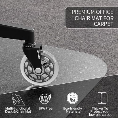 WASJOYE Chair Mat for Carpet, 48" x 60" Office Chair Mat for Carpet, Heavy Duty Chair Mat with Non-Slip Studded for Home and Office Low Pile Carpet - size: 48" x 60" Rectangle for Carpet