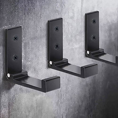 Folding Coat Hooks, Foldable Wall Hooks for Hanging Aluminum Alloy Cloth Hanger Coat Hanger Headphones Holder Headset Wall Hanger Hook- Pack of 4 - color: Black