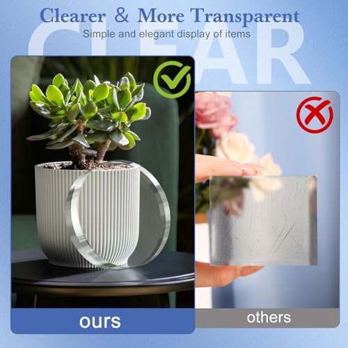 SAMYUCHO Acrylic Blocks 3 X 3 X 1 Inch 4 Pcs Acrylic Base Stand for Display Clear Block Round Riser Display Stands Pedestal Polished Cube for Jewelry trophy Props Collection Ring