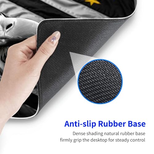 Large Gaming Mouse pad,Black and White Eagle Flag Tempered Glass Back Anti Slip Rubber Base Mouse pad, Suitable for Computer, Laptop, Office Desk Accessories - color: Black and White Eagle Flag Tempered Glass Back