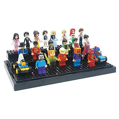 Minifigure Display Case for LEGO, 3-Tier Acrylic Dustproof, Black | Acrylic, Dustproof, 3 Removable Tiered Steps, Holds 35 Minifigures, Stackable, Desk Display, Gift for Collectors, Black - style: 1 PACK