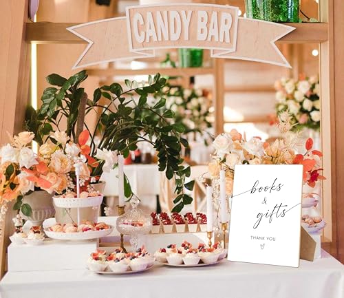 Books and Gifts Sign for Baby Shower Decorations, 8×11 Inches Gift Table Wooden Sign With Stand, Gender Neutral Tabletop Decor for Gender Reveal Party, Baby Shower Favor Supplies - style: Books and Gifts