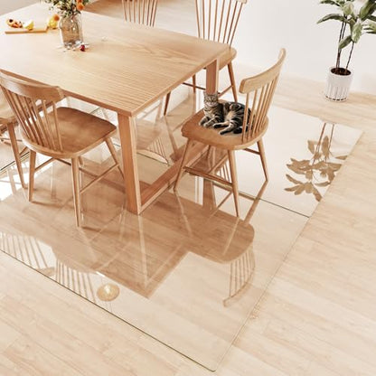Tempered Glass Chair Mat 80"x48" – Ultra-Clear Office Chair Mat for Hardwood Floors & Low-Pile Carpets – Heavy-Duty 0.2" Scratch-Resistant Surface with Non-Slip Pads – Supports 1,000 lbs - size: 80"x48"