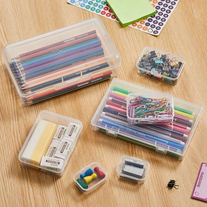 42 Pieces Mixed Sizes Rectangular Empty Mini Clear Plastic Organizer Box | Hinged Lids, For Small Items, Craft Projects - size: 5 Sizes Rectangle