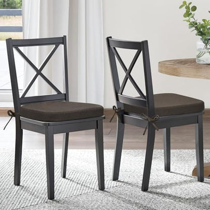 Shinnwa Seat Cushion for Dining Chairs, Patented Design Memory Foam Dining Chair Pad with Ties and Washable Cover, 17" x 16" x 2", Dark Brown - color: Dark Brown