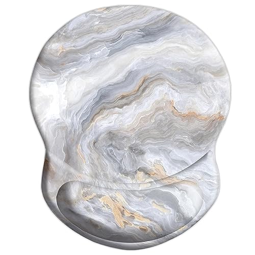 Ergonomic Mouse Pad with Support - Comfortable Wrist Rest, Non-Slip PU Base for Home Office, Studying, Gaming (Gray White Marbling) - color: Gray White Marbling