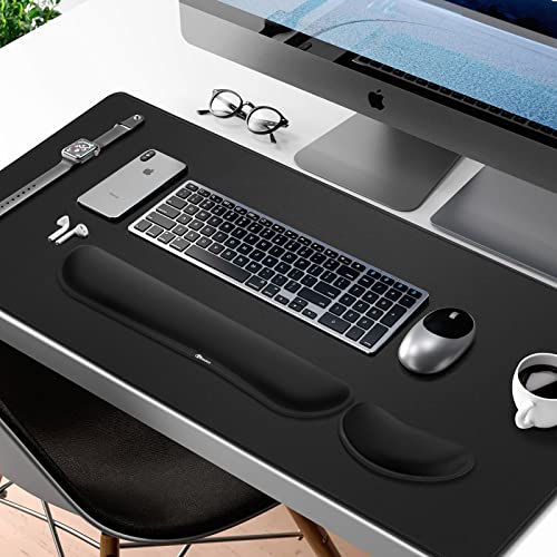 Gimars 4 in 1 Mouse Pad and Keyboard Wrist Rest Set, Large Mouse Pad with Memory Foam Wrist Support Pad for Desk with Coaster, Easy Typing Pain Relief, Gaming Office Home, 31.5x12 inch, Black - color: Black, size: 4-pcs set (keyboard&mouse rest+mousepad+c