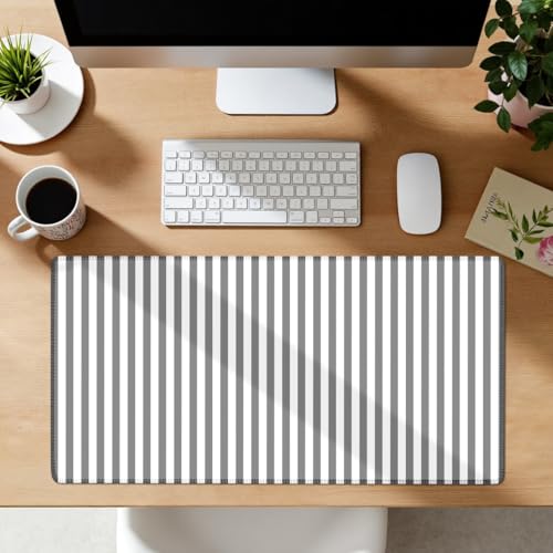 Gray Striped Desk Mat Cute Pastel XXL Large Gaming Mouse Pad Desk Pad Kawaii Aesthetic Home Office Decor Cozy Keyboard Laptop Computer Mat - color: A3- Gray