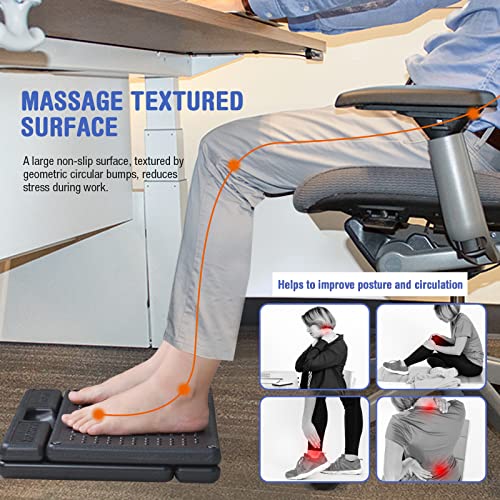 Adjustable Footrest with Removable Foam Cushion, Under Desk Footrest with Massage Beads for Car, Home, Office Stool, 4-Level Height for Improved Posture Back&Hip Pain Relief(Black Plus) - color: Black Plus