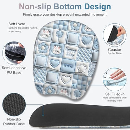 4 in 1 Large Mouse Pad, Keyboard Wrist Rest Set, Ergonomic Mouse Pad with Wrist Support, Desk Mat with Stitched Edges Extended Desk Pad Waterproof Desk Mat for Home Office Game I Cute Rabbit Baby Blue - color: Cute Rabbit Baby Blue