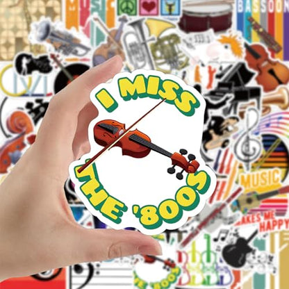 108PCS Orchestral Music Stickers, Vinyl Music Stickers for Water Bottle Laptop Luggage Guitar Gifts for Adult Youth Teacher Students - style: Orchestral Music Stickers