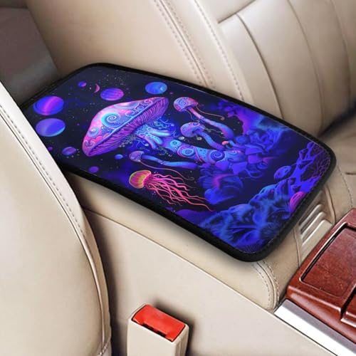 Center Console Cover Mushrooms Style Car Truck Interior Accessories Cute Boho Console Cover Purple Pink Armrest Cushion Pad Universal Fit for Most Vehicle, SUV, Truck - color: Mushroom