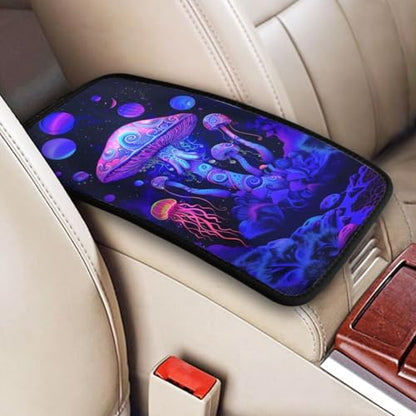 Center Console Cover Mushrooms Style Car Truck Interior Accessories Cute Boho Console Cover Purple Pink Armrest Cushion Pad Universal Fit for Most Vehicle, SUV, Truck - color: Mushroom