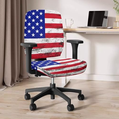 American Flag Office Chair Covers Stretchable Office Chair Seat Cover 2 Piece Washable Gaming Chair Cover Universal Fit Most Wheelchairs,Computer Chairs,Gaming Chairs - color: American Flag