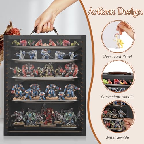 Miniature Display Case for Collectibles, Miniatures Storage Case Display Shelves Shelf for Mini Action Figures Valuable Collectibles or Crystal Stone (Matte Black) - color: Matte Black