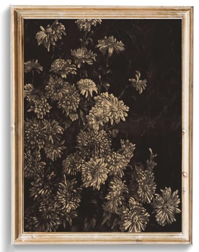 uniro Vintage Dark Floral Wall Art Print, Moody Dark Academia Floral Wall Painting, Retro Monochrome Botonical Wall Decor, Modern Flower Sketch Posters for Bedroom Living Room, Victorian Gothic Decor(8" x 10"-UNFRAMED) - color: Dark Academia Floral