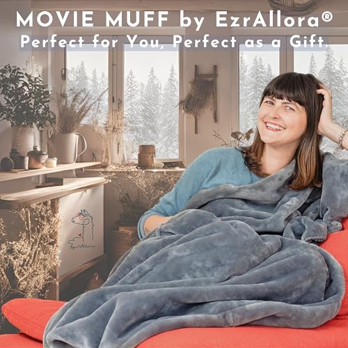 EzrAllora Fleece Lightweight Foot Pocket Blanket -Patent Pending- Gamer Gift for Men Who Have Everything - Gifts for Men Who Wants Nothing and Elderly Dads (Fleece, Silver Grey) - color: Silver Grey