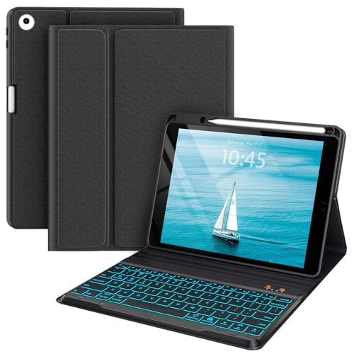 BLUTLOTUS Keyboard case for iPad 5th/6th Generation 2017/2018, 9.7 Inch iPad Air 2 Case, Removable Wireless Backlit Detachable Keyboard, Folio Smart Cover(Black) - color: Black, size: Classic for iPad 5th/6th/Air 2