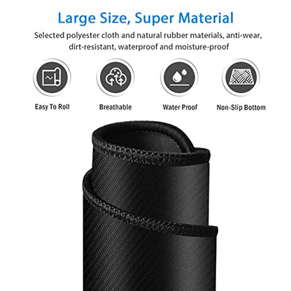 Gaming Mouse Pad Large XXL Extended Desk Mat with Non-Slip, Special-Textured Surface, Stitched Edges for Gaming and Office Home - Black - color: Black