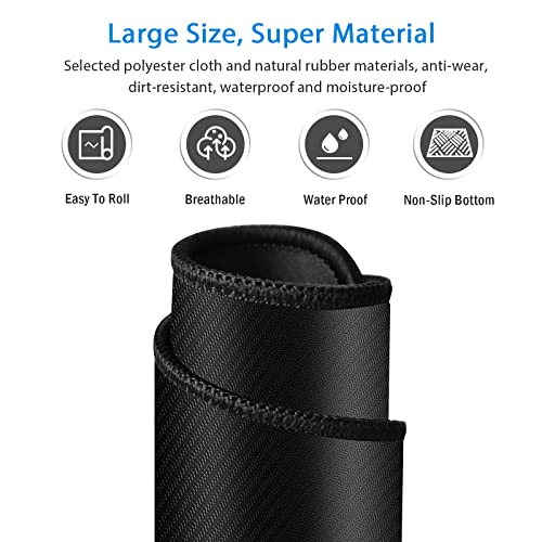 Gaming Mouse Pad Large XXL Extended Desk Mat with Non-Slip, Special-Textured Surface, Stitched Edges for Gaming and Office Home - Black - color: Black