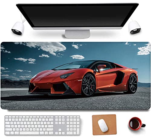 31.5x11.8 Inch Non-Slip Long Extended Large Gaming Mouse Pad with Stitched Edges XL Laptops Keyboard Mouse Mat(Lambo) - color: Lambo