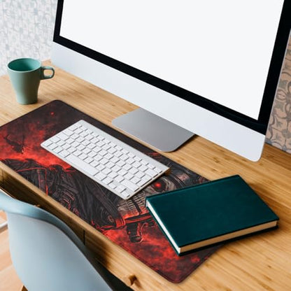 Dark Skull Gaming Mouse Pad Red Flame Aesthetic Extended Gaming Mouse Pad Mat with Stitched Edge Non-Slip Base Office Computer Keyboard Laptop 31.5"x11.8" - color: Dark Skull, size: 31.5L x 11.8W inches