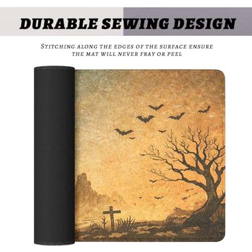 Skeleton Cowboy Gaming Mouse Pad Western Gothic Art Large Desk Mat with Stitched Edges,Non-Slip Waterproof Rubber Base Mouse Mat Office Computer Keyboard Laptop 31.5"x11.8" - color: Skeleton Cowboy