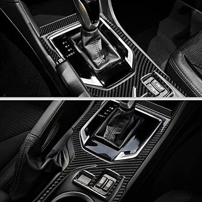 AIRSPEED Carbon Fiber Car Gear Shift Panel Cover Center Console External Frame Sticker Interior Trim for Subaru Impreza 2017-2023 Crosstrek 2018-2023 Accessories (Black) - color: External Frame Cover-Black