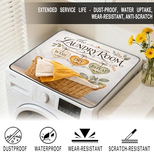 Nuxovilar Laundry Room Dryer Cover for the Top, Non-slip Washer & Dryer Protector, 23.62"x19.68" Dust-proof Washing Machine Mat, Diatom Mud Polyester Top Pad for Laundry Room - color: Yhd19152