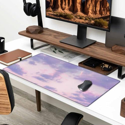Gaming Mouse Pad, XXL Extended Computer Keyboard Long Mouse Mat, Large Desk Pad for Office Laptop, Non-Slip Rubber Base with Stitched Edge Mousepad, 31.5X15.7 inch Purple Cloud - color: Purple Cloud, size: 31.5L x 15.7W inches