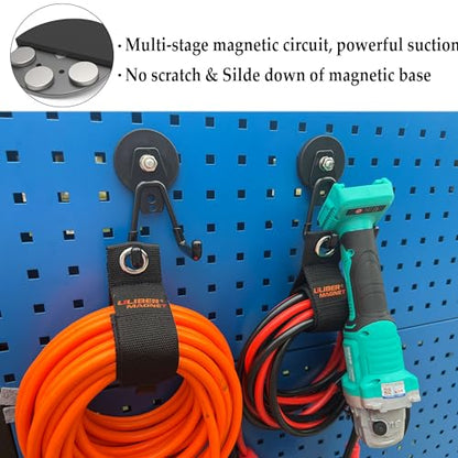 ULIBERMAGNET Heavy Duty Magnetic Garage Hooks,3 Pack Strong Large Magnet Hooks for Power Drill,Garden Tools,Hose,Pegboard,Garage, Workshop,Magnetic Storage Hook for Indoor Outdoor Hanging(Black) - style: 2.59" Medium L Black 3PC