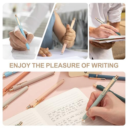 Linbsunne Gel Pens Black Ink Pens for Office 0.5mm Fine Point Pen Smooth Writing Retractable (Metal gold clip-18 pcs) - color: Gold clip-18 pcs