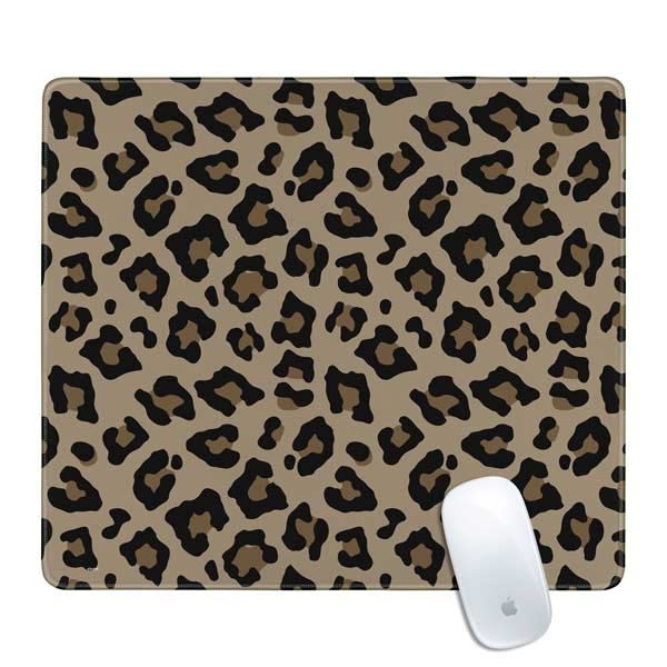 Skinit Medium Gaming Mouse Pad - Leopard Print Design with Stitched Edges, Waterproof, Non-Slip Rubber Base, Desk Mat for Keyboard & Mouse, 17.7" x 15.75" inches - color: Brown - PTTRNS02, size: 17.7" x 15.75"