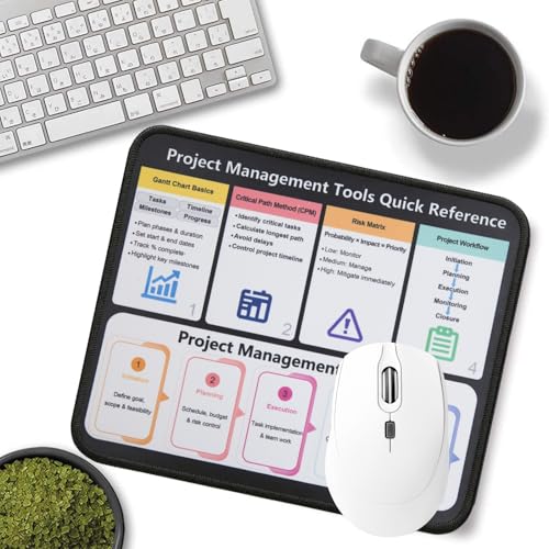 Project Management Mouse Pad, Gantt Chart CPM Risk Matrix Workflow Guide Desk Mat, Non-Slip Smooth Mousepad for PMP Managers Team Leads Consultants - color: Project Management