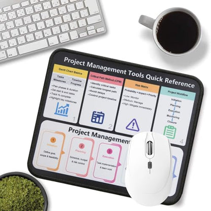 Project Management Mouse Pad, Gantt Chart CPM Risk Matrix Workflow Guide Desk Mat, Non-Slip Smooth Mousepad for PMP Managers Team Leads Consultants - color: Project Management