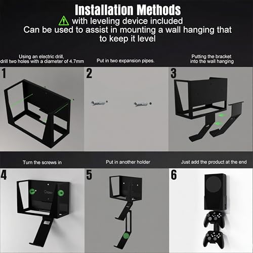 Wall Mount for Xbox Series S - All Metal Vertical Hanging On Wall Near or Behind TV Left/Right, Wall Mount Kit with Detachable Controller Holder, Black - color: Black