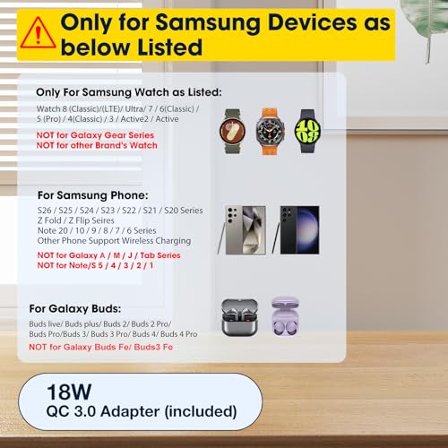 Wireless Charger for Samsung/Android, 6 in 1 Phone Nightstand Charging Station Charger with Alarm Clock/Night Light for Samsung S26/S25/S24 Ultra/Buds4,Watch Charger for Galaxy Watch 8/7/6/5 - color: Ink Black