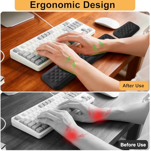 Keyboard Wrist Rest Mouse Wrist Support, Memory Foam Wrist Rest Pad for Computer Laptop, Ergonomic Wrist Cushion Support for Typing Pain Relief, Gaming Home Office, Black - color: Black