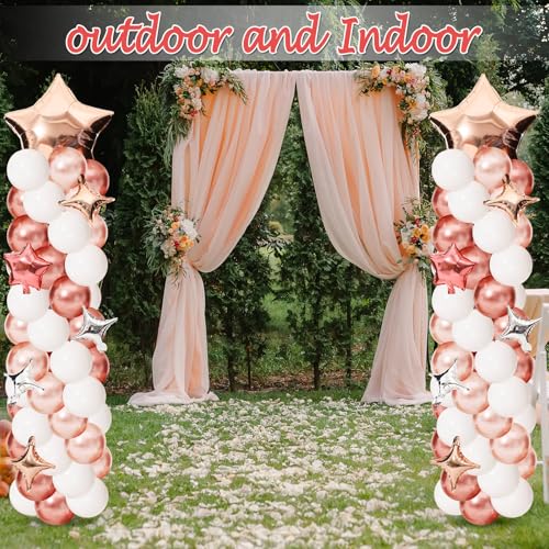 Gejoy 110 Pcs Champagne Rose Gold Balloons Column Stand Kit Adjustable Tower Stand from 1.4 to 6.6 ft with Bases for Back to School Wedding Birthday Baby Shower Party - color: Champagne, Rose Gold