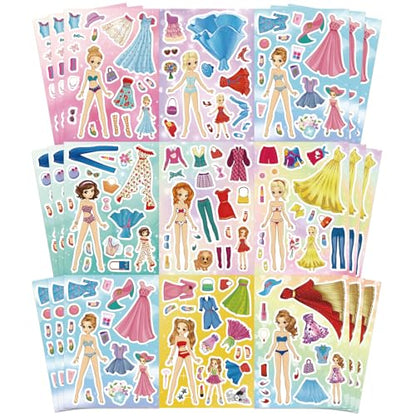 Stickers for Kids, 24 Sheets Dress Up Stickers for Girls, Make Your Own Fairy Princess Sticker, Birthday Party Favor, Classroom Rewards, Art Craft - style: Dress Up