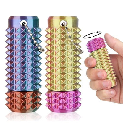 Little Ouchies Pain Stim Fidget Toy, 3D Printed Pocket Spiky Keychain with Clicker Button Spinner Sensory Toys for Anxiety Focus & Stress Reduction Novelty Gifts(Blue Yellow + Copper Green) - color: Blue Yellow + Copper Green