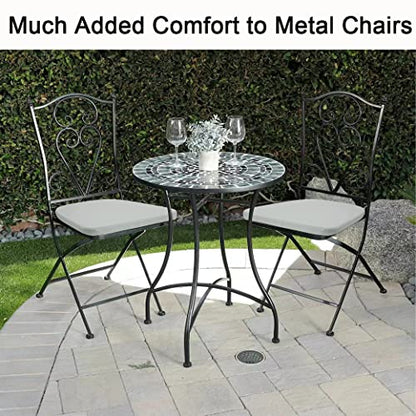 BUYUE 14" Metal Chair Cushion with Magnetic 1 Piece, Luxury PU Leather Waterproof Anti-Slip Seat Pad for Kitchen Cafe Dining Bistro Stackable Chairs (U-Shape, Light Gray, 1) - color: Light Gray, style: U-shape-1 Pcs