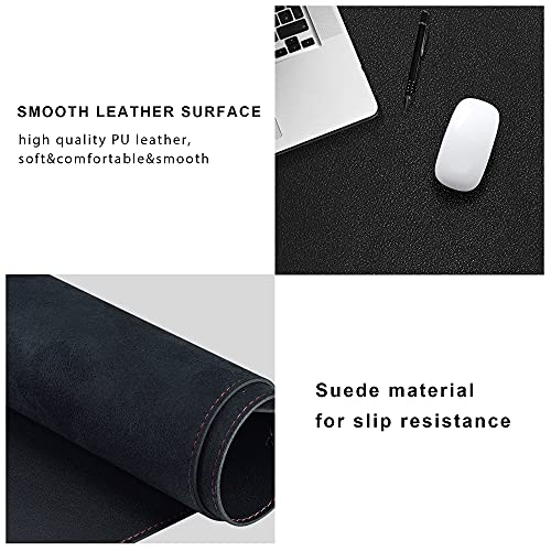 ZORESYN 4XL Oversized Large Mouse Pads (55" x 24") - PU Leather Extended Large Gaming Mousepad Desk Mat - Nonslip Base and Waterproof Desktop Keyboard Extended Mouse Mat (Black, 4XL - Oversized) - color: Black, size: 55L x 24W inches