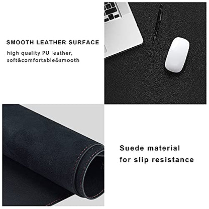 ZORESYN 4XL Oversized Large Mouse Pads (55" x 24") - PU Leather Extended Large Gaming Mousepad Desk Mat - Nonslip Base and Waterproof Desktop Keyboard Extended Mouse Mat (Black, 4XL - Oversized) - color: Black, size: 55L x 24W inches