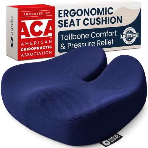 5 STARS UNITED Seat Cushion - Memory Foam Chair Cushion for Tailbone Pain Relief - Ergonomic Support for Coccyx, Sciatica & Butt - Office, Desk & Gaming Chair, Car Seat, Wheelchair, Blue Mesh - color: Blue Mesh, size: XX-Large