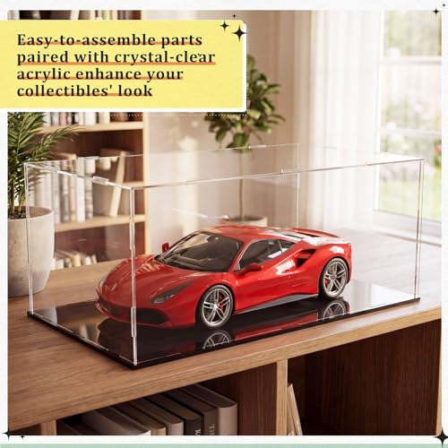 Yungyan 1 Pack Clear Self-Assembly Acrylic Display Case Transparent Dust Proof Protection Showcase for Figurine Collectibles Basketball Soccer Football Helmet (16 x 8 x 8 Inch) - size: 16 x 8 x 8 Inch