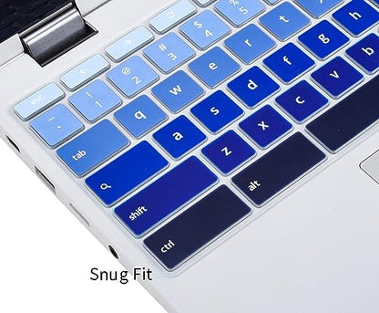 Keyboard Cover for Lenovo Chromebook Flex 5 5i 13" / IdeaPad 3 11.6 / Flex 3 11 / Spin X360 2-in-1 / C330 C340 100e 300e 500e 11.6, Gradual Blue - color: Gradual Blue